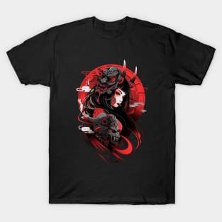 Cyber Geisha , anime style, cyberpunk, demon, t-shirt, tee T-Shirt T-Shirt